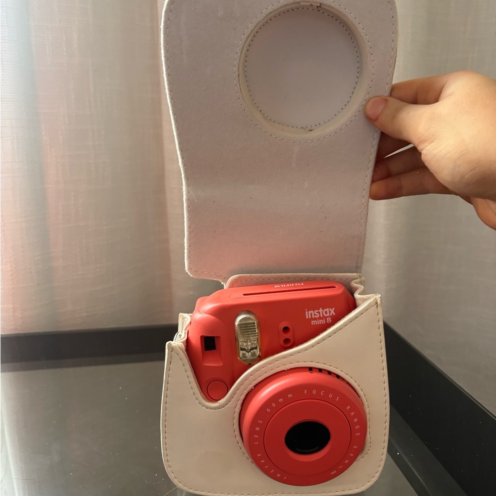 Instax Mini 8 Coral Camera with White Case